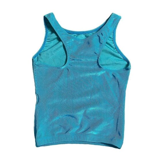Shiny Teal ‘Softouch Sport’ Ribbed Crop tank - Picture 4 of 9